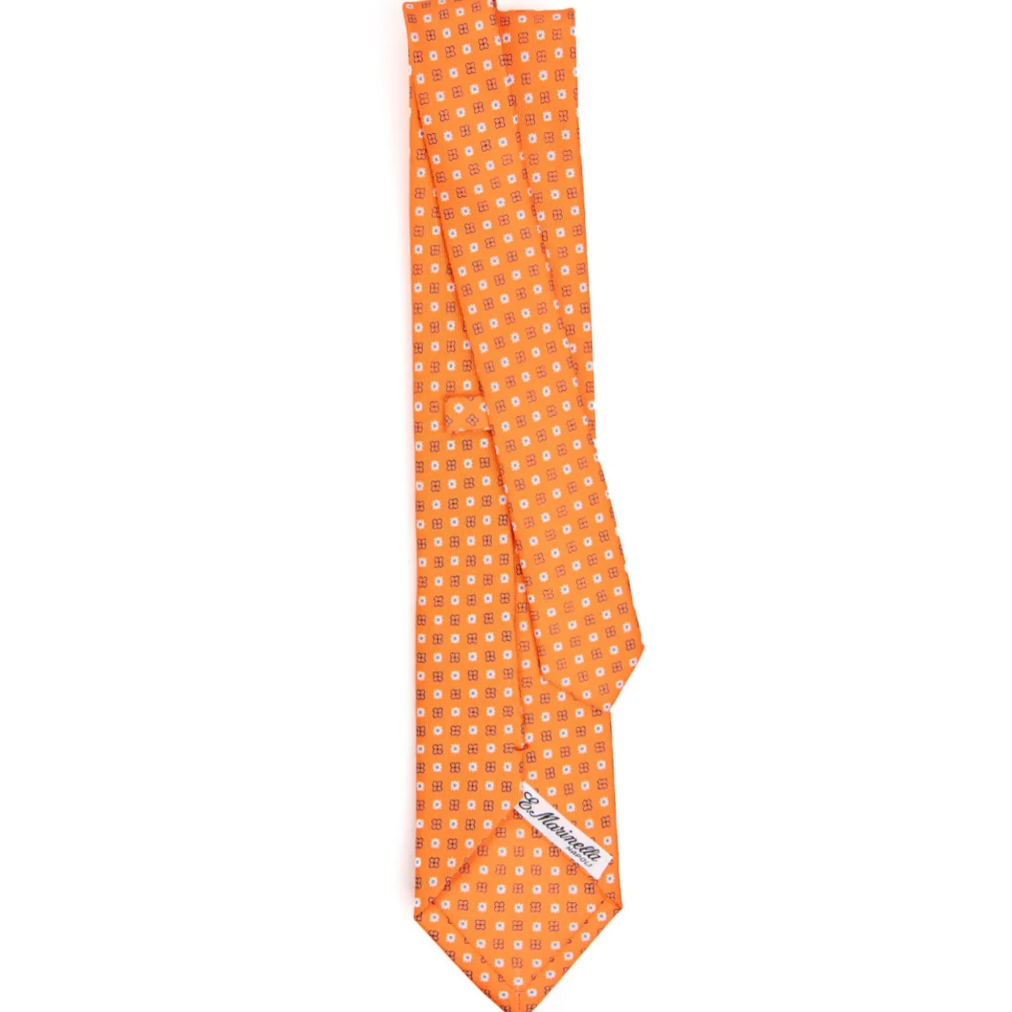 CRAVATTA SARTORIALE CLASSICA IN SETA ARANCIONE Microfantasia fiore