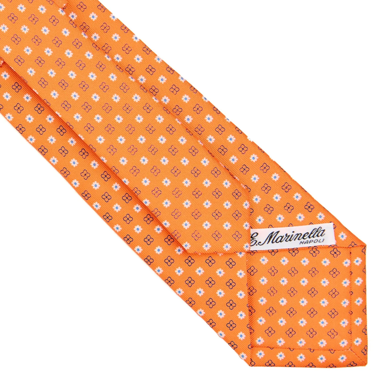 CRAVATTA SARTORIALE CLASSICA IN SETA ARANCIONE Microfantasia fiore