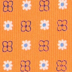 CRAVATTA SARTORIALE CLASSICA IN SETA ARANCIONE Microfantasia fiore