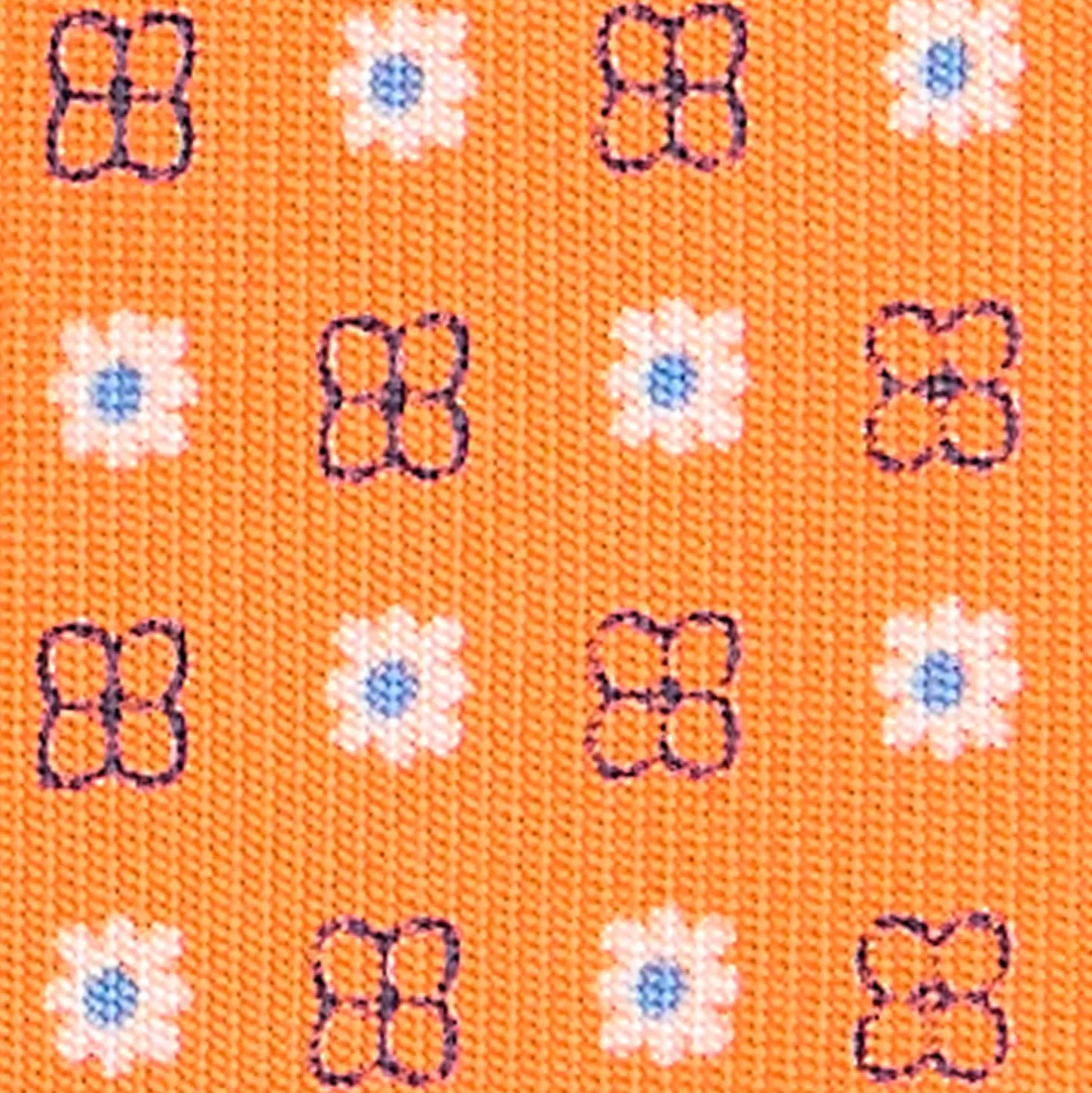 CRAVATTA SARTORIALE CLASSICA IN SETA ARANCIONE Microfantasia fiore