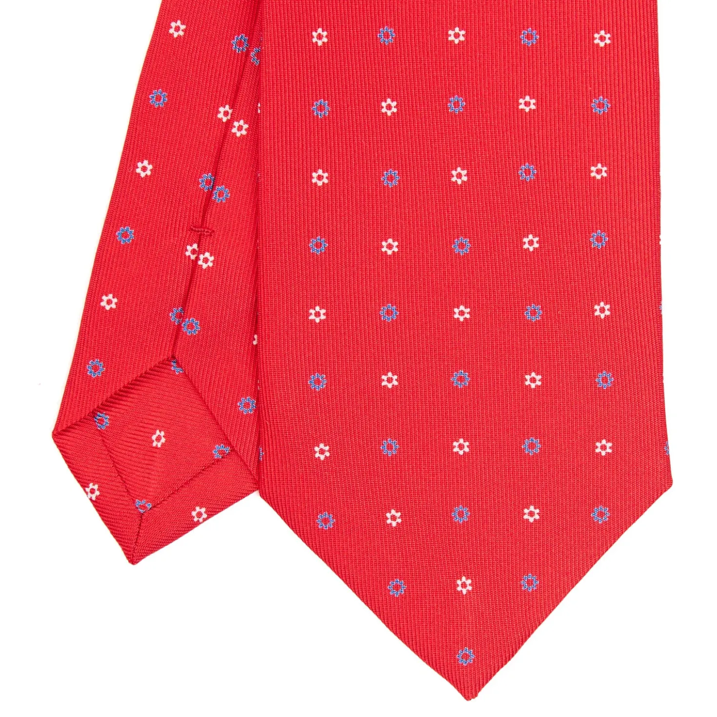CRAVATTA SARTORIALE CLASSICA IN SETA ROSSA Microfantasia fiore