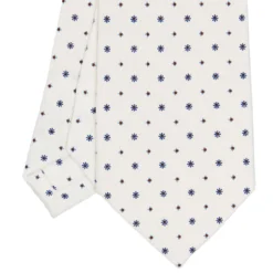 CRAVATTA SARTORIALE CLASSICA IN SETA BIANCA Microfantasia fiore