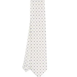 CRAVATTA SARTORIALE CLASSICA IN SETA BIANCA Microfantasia fiore