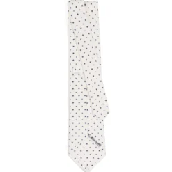 CRAVATTA SARTORIALE CLASSICA IN SETA BIANCA Microfantasia fiore