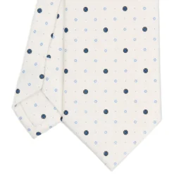 CRAVATTA SARTORIALE CLASSICA IN SETA BIANCA Microfantasia fiore