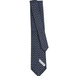 CRAVATTA SARTORIALE CLASSICA IN SETA BLU SCURO Microfantasia fiore