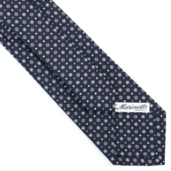 CRAVATTA SARTORIALE CLASSICA IN SETA BLU SCURO Microfantasia fiore
