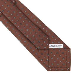 CRAVATTA SARTORIALE CLASSICA IN SETA MARRONE SCURO Microfantasia fiore