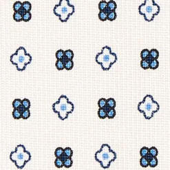CRAVATTA SARTORIALE CLASSICA IN SETA BIANCA Microfantasia fiore