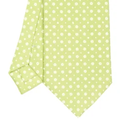 CRAVATTA SARTORIALE CLASSICA IN SETA VERDE CHIARO Microfantasia fiore