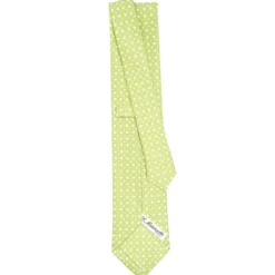CRAVATTA SARTORIALE CLASSICA IN SETA VERDE CHIARO Microfantasia fiore
