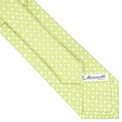 CRAVATTA SARTORIALE CLASSICA IN SETA VERDE CHIARO Microfantasia fiore
