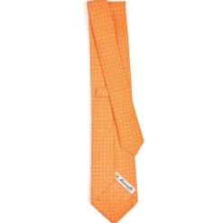CRAVATTA SARTORIALE CLASSICA IN SETA ARANCIONE Microfantasia fiore