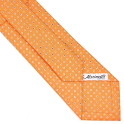 CRAVATTA SARTORIALE CLASSICA IN SETA ARANCIONE Microfantasia fiore