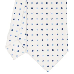 CRAVATTA SARTORIALE CLASSICA IN SETA BIANCA Microfantasia fiore