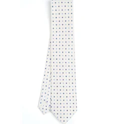 CRAVATTA SARTORIALE CLASSICA IN SETA BIANCA Microfantasia fiore