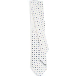 CRAVATTA SARTORIALE CLASSICA IN SETA BIANCA Microfantasia fiore