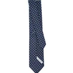 CRAVATTA SARTORIALE CLASSICA IN SETA BLU SCURO Microfantasia fiore