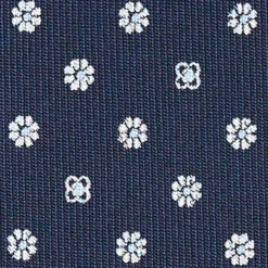 CRAVATTA SARTORIALE CLASSICA IN SETA BLU SCURO Microfantasia fiore