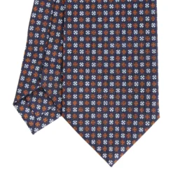 CRAVATTA SARTORIALE CLASSICA IN SETA BLU SCURO Microfantasia fiore