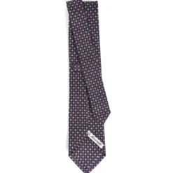 CRAVATTA SARTORIALE CLASSICA IN SETA BLU SCURO Microfantasia fiore