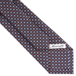 CRAVATTA SARTORIALE CLASSICA IN SETA BLU SCURO Microfantasia fiore