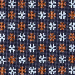 CRAVATTA SARTORIALE CLASSICA IN SETA BLU SCURO Microfantasia fiore