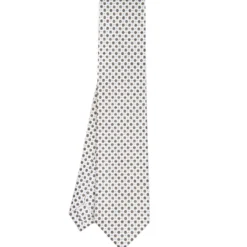 CRAVATTA SARTORIALE CLASSICA IN SETA BIANCA Microfantasia fiore