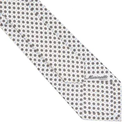 CRAVATTA SARTORIALE CLASSICA IN SETA BIANCA Microfantasia fiore