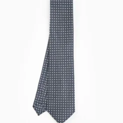 CRAVATTA SARTORIALE CLASSICA IN SETA GRIGIO SCURO Microfantasia fiore