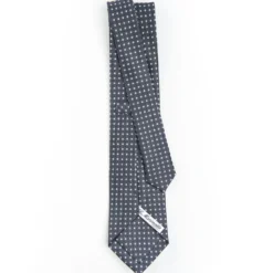CRAVATTA SARTORIALE CLASSICA IN SETA GRIGIO SCURO Microfantasia fiore
