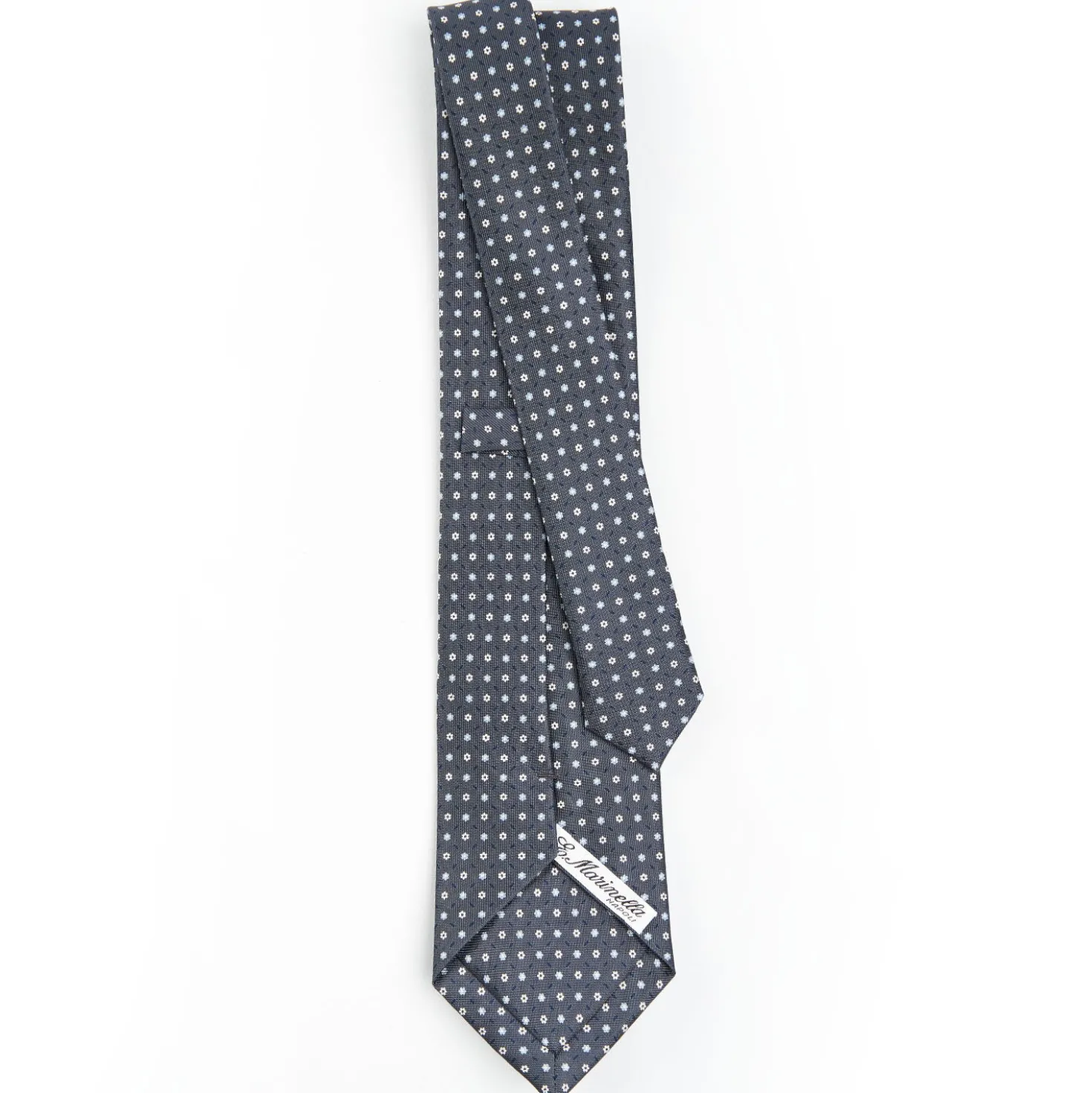 CRAVATTA SARTORIALE CLASSICA IN SETA GRIGIO SCURO Microfantasia fiore