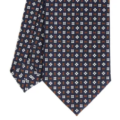 CRAVATTA SARTORIALE CLASSICA IN SETA BLU SCURO Microfantasia fiore