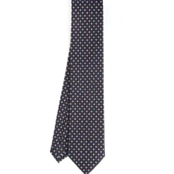 CRAVATTA SARTORIALE CLASSICA IN SETA BLU SCURO Microfantasia fiore