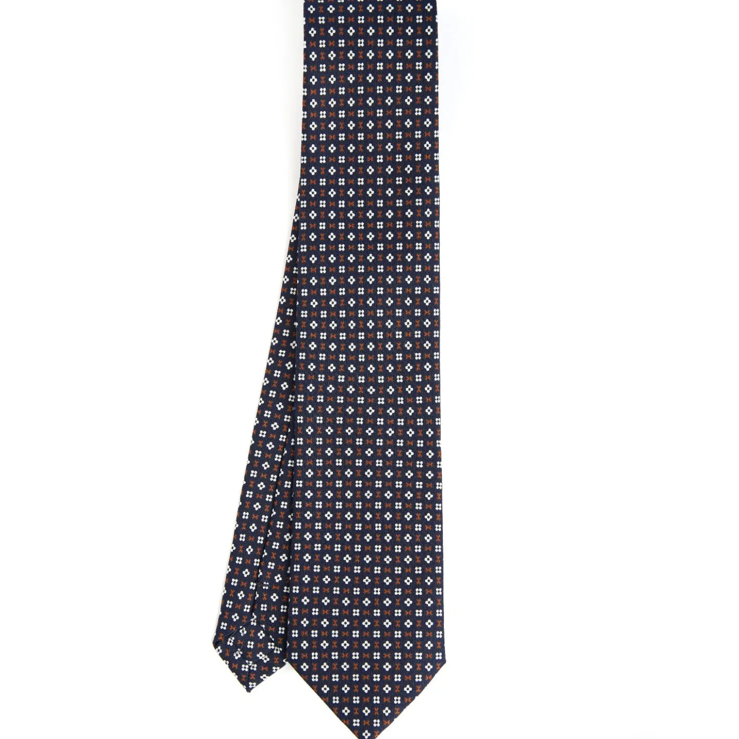 CRAVATTA SARTORIALE CLASSICA IN SETA BLU SCURO Microfantasia fiore