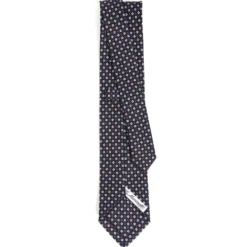 CRAVATTA SARTORIALE CLASSICA IN SETA BLU SCURO Microfantasia fiore