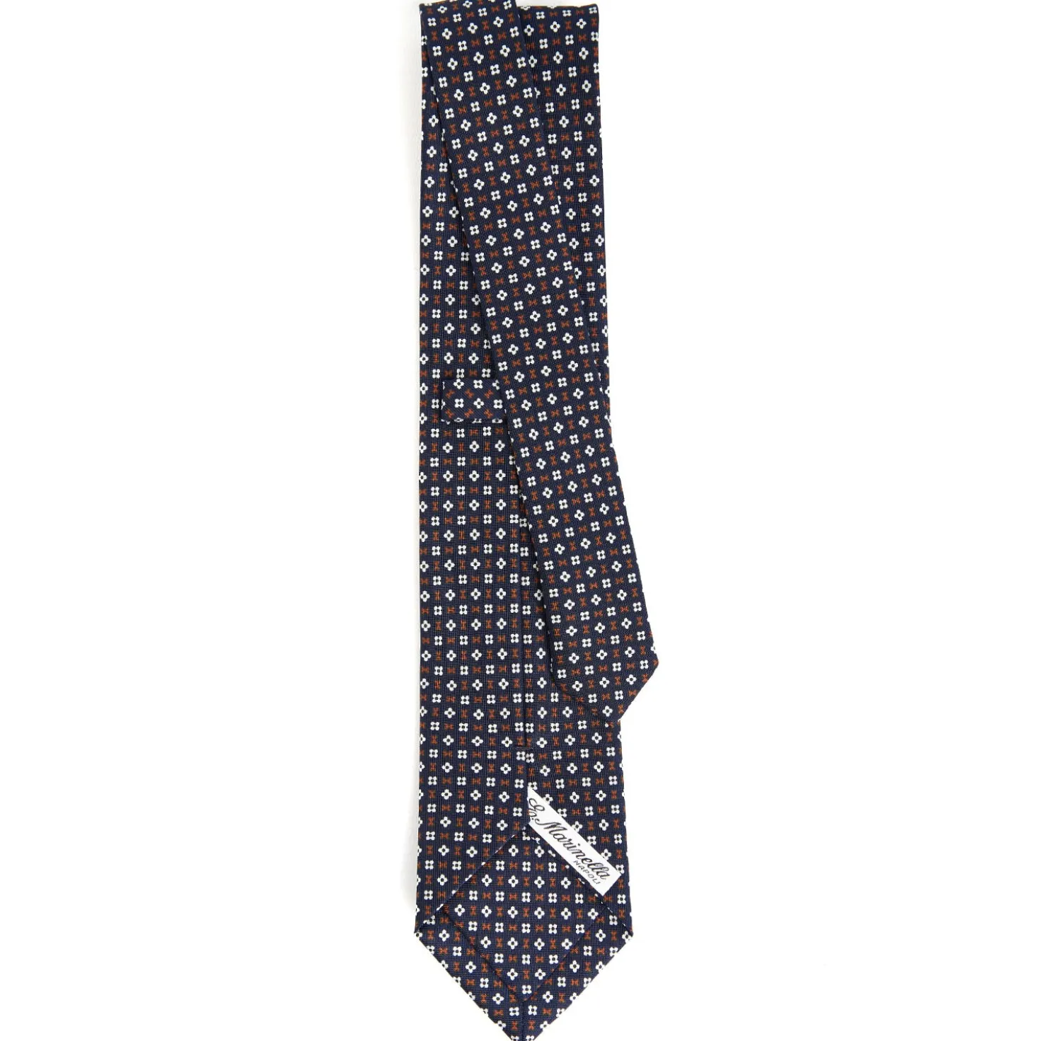 CRAVATTA SARTORIALE CLASSICA IN SETA BLU SCURO Microfantasia fiore