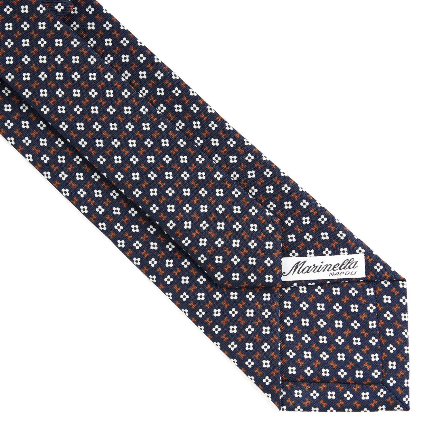 CRAVATTA SARTORIALE CLASSICA IN SETA BLU SCURO Microfantasia fiore