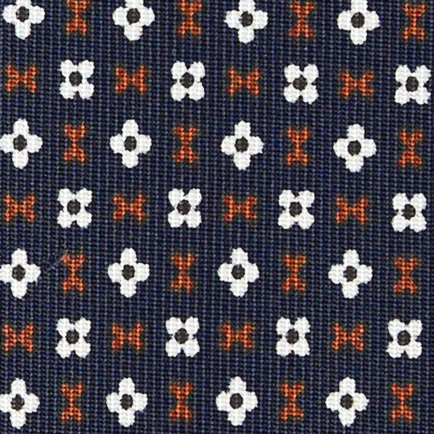 CRAVATTA SARTORIALE CLASSICA IN SETA BLU SCURO Microfantasia fiore
