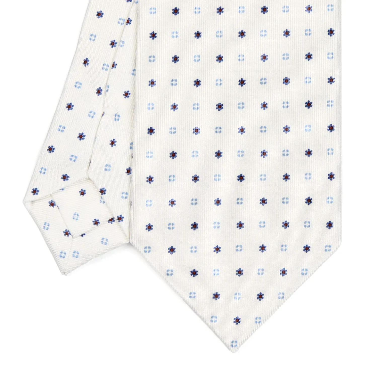 CRAVATTA SARTORIALE CLASSICA IN SETA BIANCA Microfantasia fiore