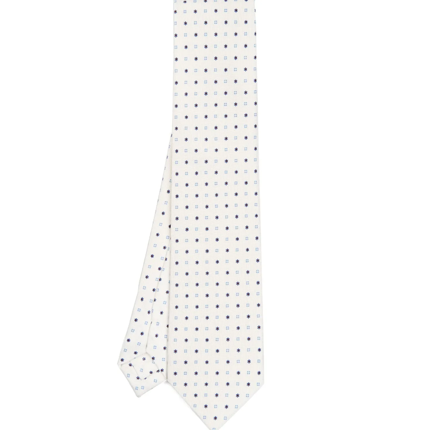 CRAVATTA SARTORIALE CLASSICA IN SETA BIANCA Microfantasia fiore