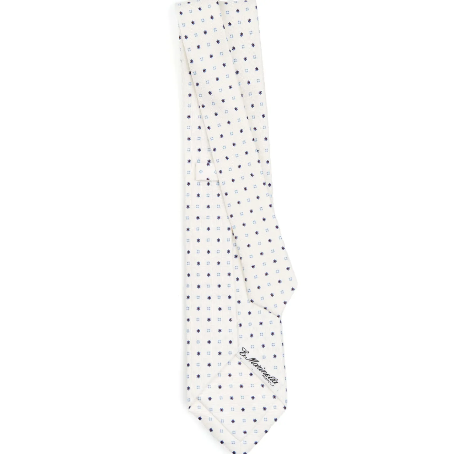 CRAVATTA SARTORIALE CLASSICA IN SETA BIANCA Microfantasia fiore