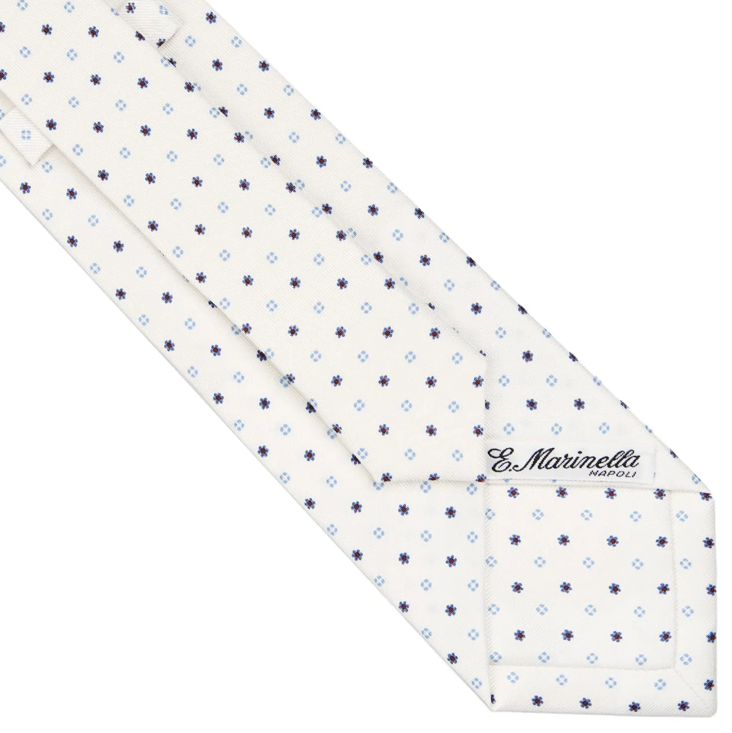 CRAVATTA SARTORIALE CLASSICA IN SETA BIANCA Microfantasia fiore