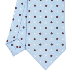CRAVATTA SARTORIALE CLASSICA IN SETA AZZURRA Microfantasia fiore