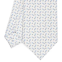 CRAVATTA SARTORIALE CLASSICA IN SETA BIANCA Microfantasia fiore