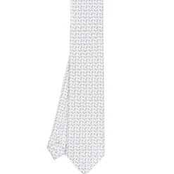 CRAVATTA SARTORIALE CLASSICA IN SETA BIANCA Microfantasia fiore