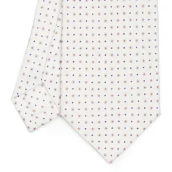 CRAVATTA SARTORIALE CLASSICA IN SETA BIANCA Microfantasia fiore