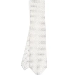 CRAVATTA SARTORIALE CLASSICA IN SETA BIANCA Microfantasia fiore