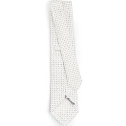 CRAVATTA SARTORIALE CLASSICA IN SETA BIANCA Microfantasia fiore