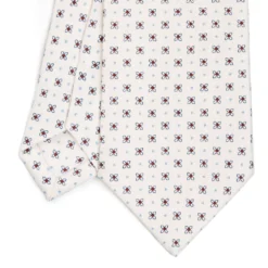 CRAVATTA SARTORIALE CLASSICA IN SETA BIANCA Microfantasia fiore